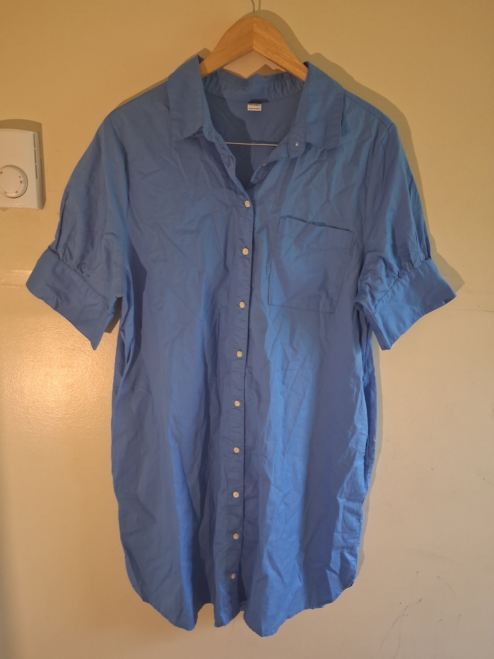 Old Navy Blue Short-Sleeve Button-Down Tunic Shirt